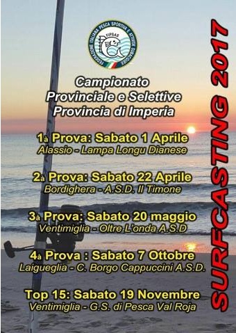 Ad Alassio una gara di surfcasting con la società sportiva Val Roja di Ventimiglia