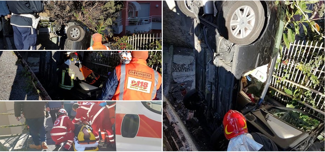 SANREMO: TRAGEDIA SFIORATA IN VIA DE AMICIS, AUTO SFONDA MURETTO E FINISCE SOTTOSTRADA/ 2 FERITI