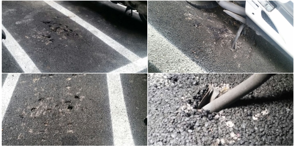 CLAMOROSO: CEDE L’ASFALTO DEL PARCHEGGIO DELLA NUOVA STAZIONE FERROVIARIA DI IMPERIA/ FOTO