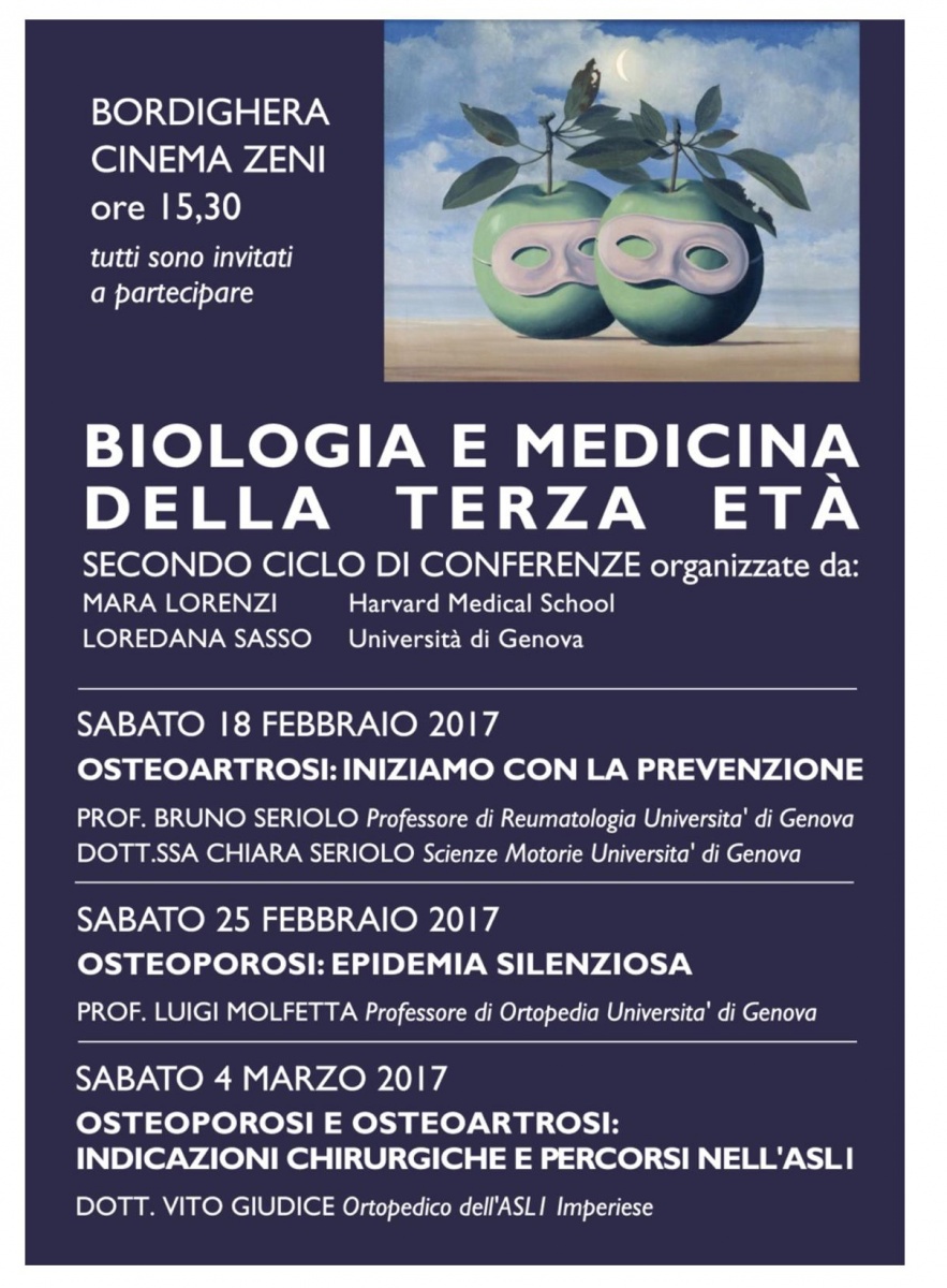 Ciclo di conferenze “Biologia e medicina della Terza Età” a Bordighera