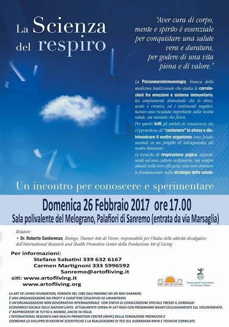Conferenza “La Scienza del Respiro” 26 febbraio a Sanremo