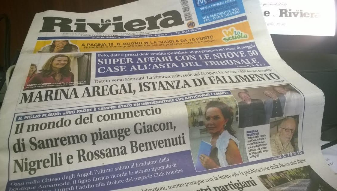 ECCO COSA TROVATE QUESTA SETTIMANA SUL SETTIMANALE “LA RIVIERA” IN EDICOLA