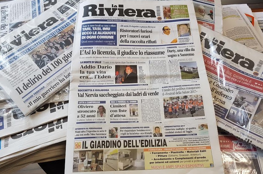 ECCO COSA TROVATE SUL SETTIMANALE “LA RIVIERA” DA OGGI IN EDICOLA
