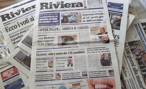 ECCO COSA TROVATE SUL SETTIMANALE “LA RIVIERA” DA OGGI IN EDICOLA