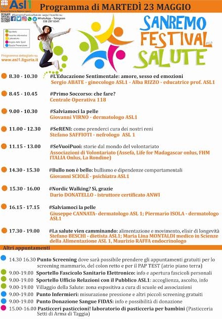 Festival della Salute, il programma di domani al Palafiori