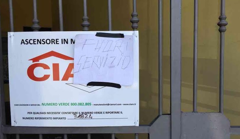IMPERIA, DI NUOVO FUORI SERVIZIO L’ASCENSORE DI CORSO GARIBALDI