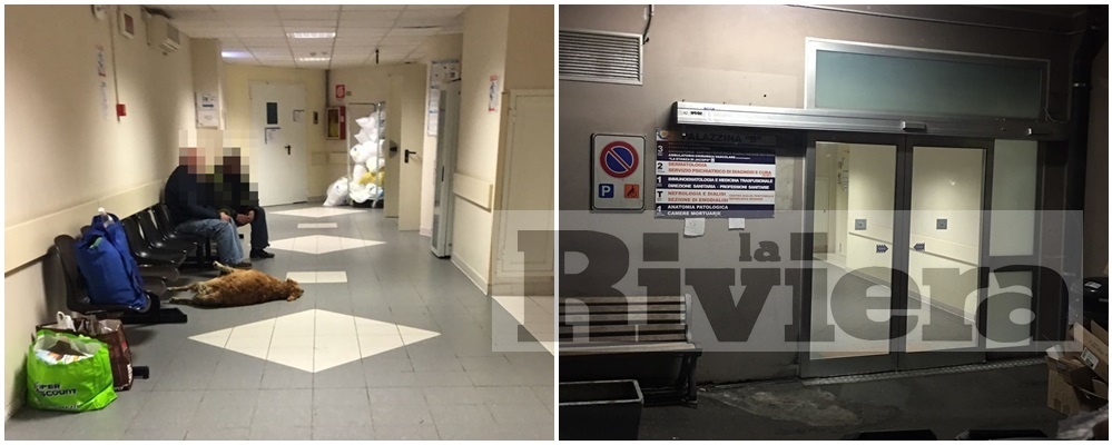 IMPERIA: SMANTELLATO BIVACCO DI CLOCHARD ALL’INGRESSO DEL REPARTO DI NEFROLOGIA DELL’OSPEDALE