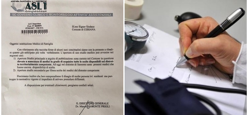 L’ASL RISPONDE “PICCHE” ALLA RICHIESTA DI CERIANA DI AVERE UN NUOVO MEDICO