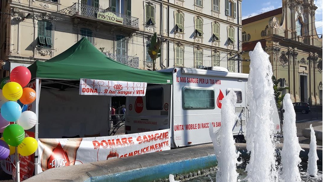 LA FIDAS OGGI IN PIAZZA COLOMBO PER LA DONAZIONE DI SANGUE