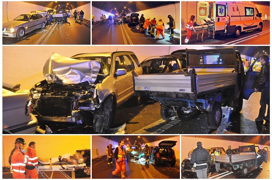 MAXI SCONTRO TRA AUTO IN GALLERIA SULL’AURELIA BIS/ ALMENO 5 MEZZI COINVOLTI/ DIVERSI I FERITI / FOTO E VIDEO