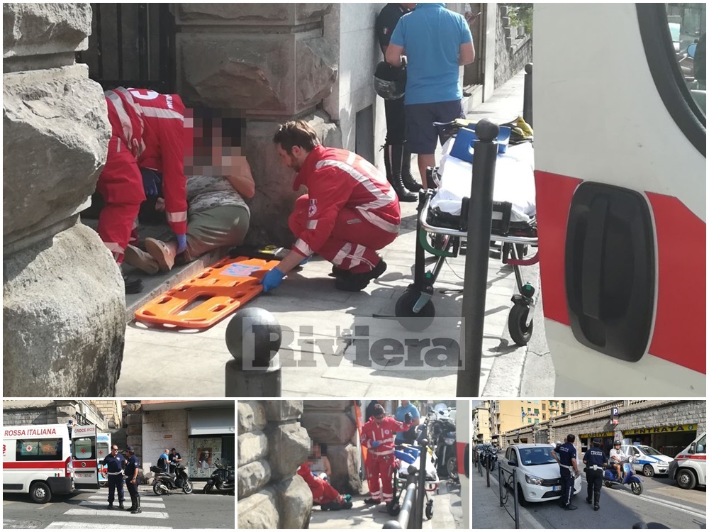 Mamma e figlio investiti da scooter incidente Sanremo via Volta