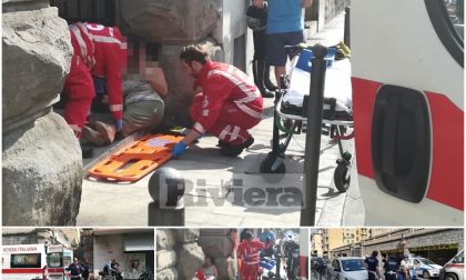 Madre e figlio investiti da uno scooter in via Volta a Sanremo/ FOTO