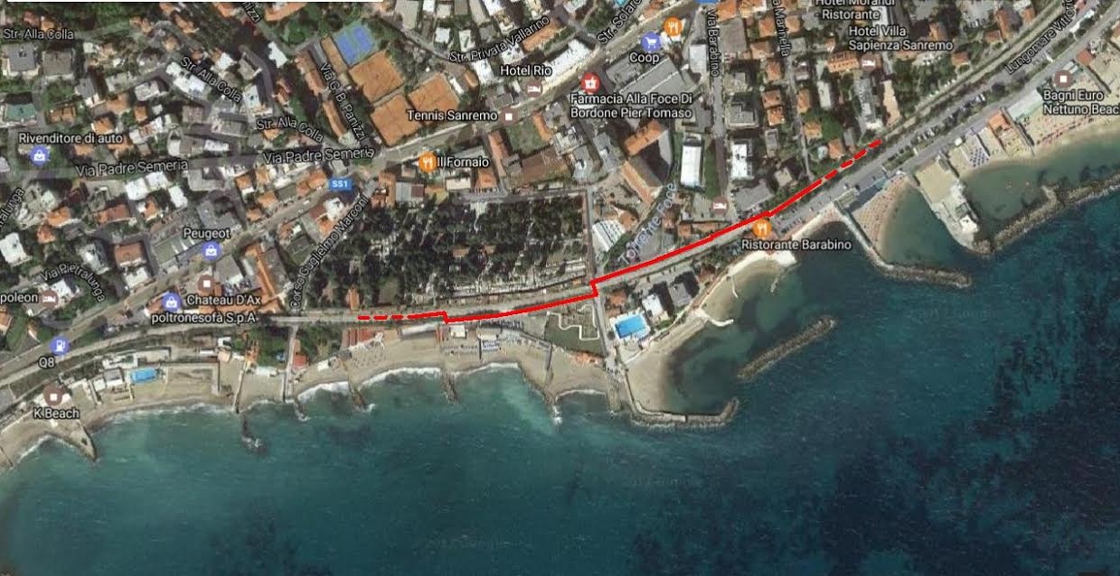 PISTA CICLABILE CHIUSA ALL’ALTEZZA DEL CIMITERO DELLA FOCE  PER UNA  SETTIMANA DA LUNEDI’ PROSSIMO A SANREMO. PERCORSO ALTERNATIVO
