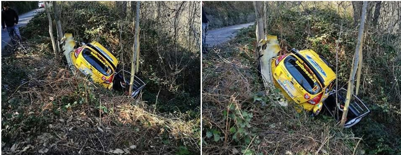 PRIMO INCIDENTE DEL RALLYE DURANTE LE PROVE: FUORI STRADA IL “NOSTRO” BORGOGNO