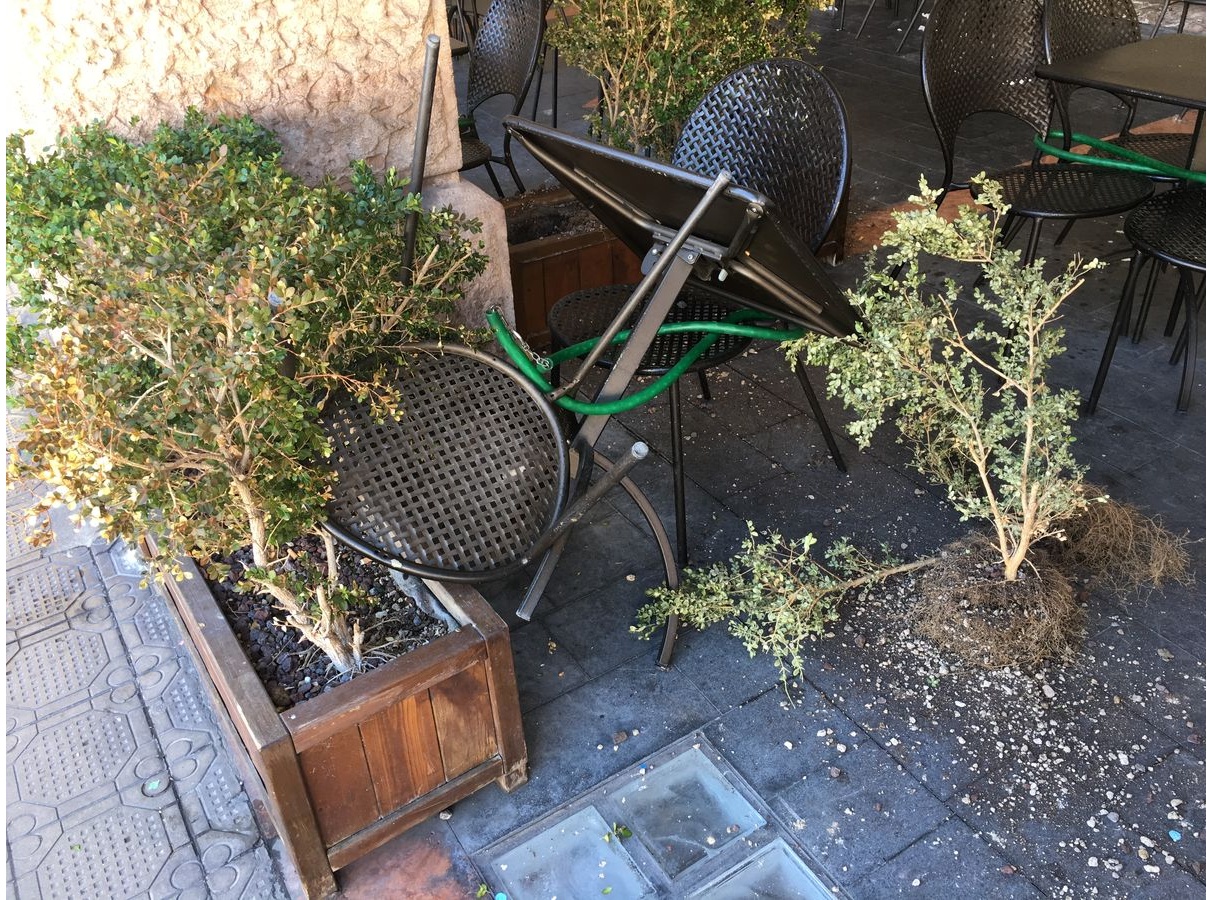SANREMO: DANNEGGIATO DAI VANDALI IL DEHOR DEL CAFFE’ RENAISSANCE DI PIAZZA COLOMBO