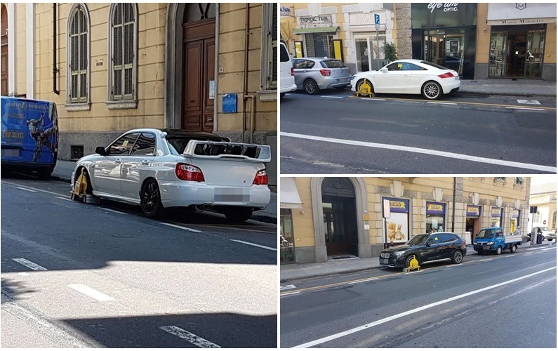 SOSTA SELVAGGIA: TRE MACCHINE CON GANASCE IN VIA ROMA A SANREMO