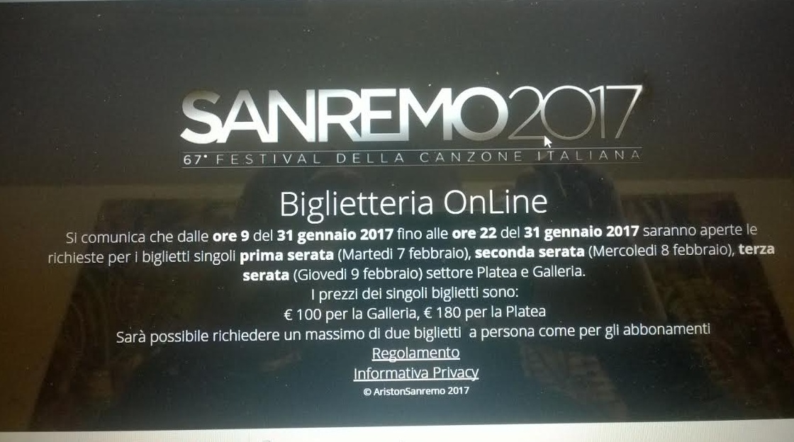 Biglietti per Festival di Sanremo: esauriti in poche ore i tagliandi validi per le prime tre serate