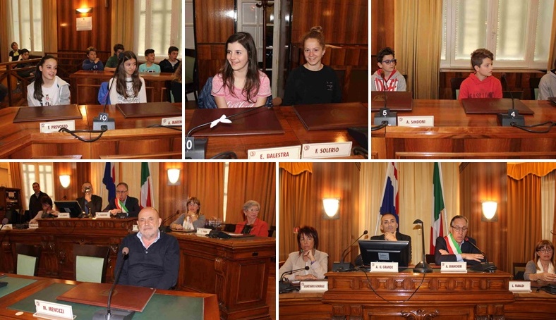 UNA GIORNATA IN COMUNE PER 50 STUDENTI DELLE MEDIE  TRA DOMANDE SCOMODE E APPLAUSI ALLA COSTITUZIONE/LE FOTO