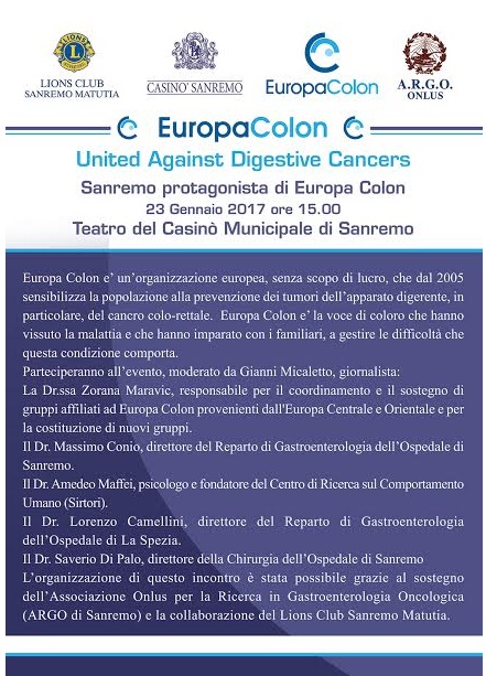 Un convegno per parlare di tumore al colon al Teatro del casinò