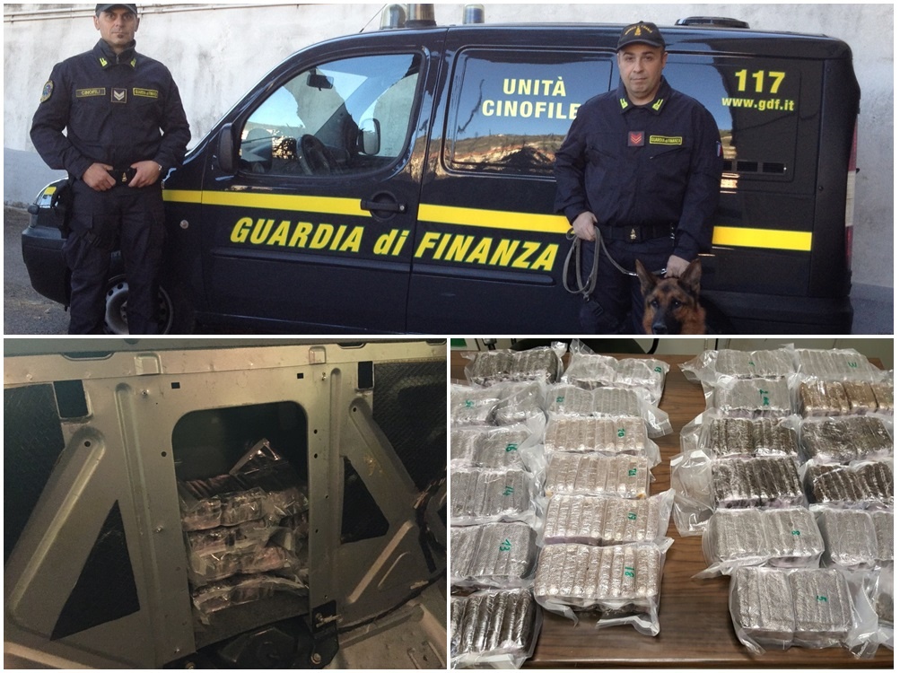 VENTIMIGLIA: SEQUESTRATI DALLA FINANZA 23 KG DI HASCISC/ IN MANETTE DUE ITALIANI