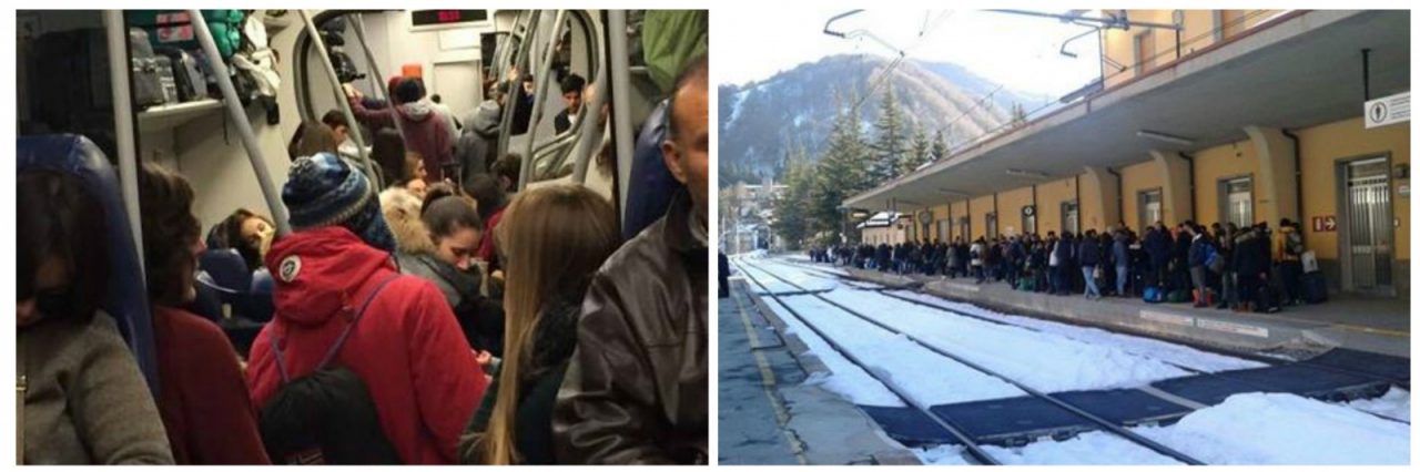 VIAGGIATORI STIPATI COME SARDINE SUL “TRENINO DELLA NEVE” VENTIMIGLIA-CUNEO