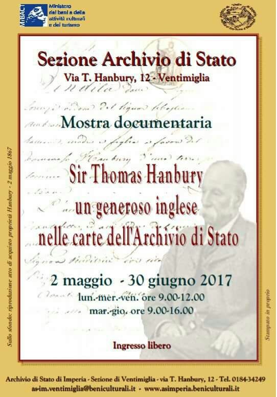 Ventimiglia: una mostra documentaria dell’Archivio di Stato su Sir Thomas Hanbury