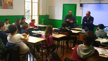 Visita nelle scuole del sindaco di Sanremo Biancheri con il conduttore Rai Carlo Conti