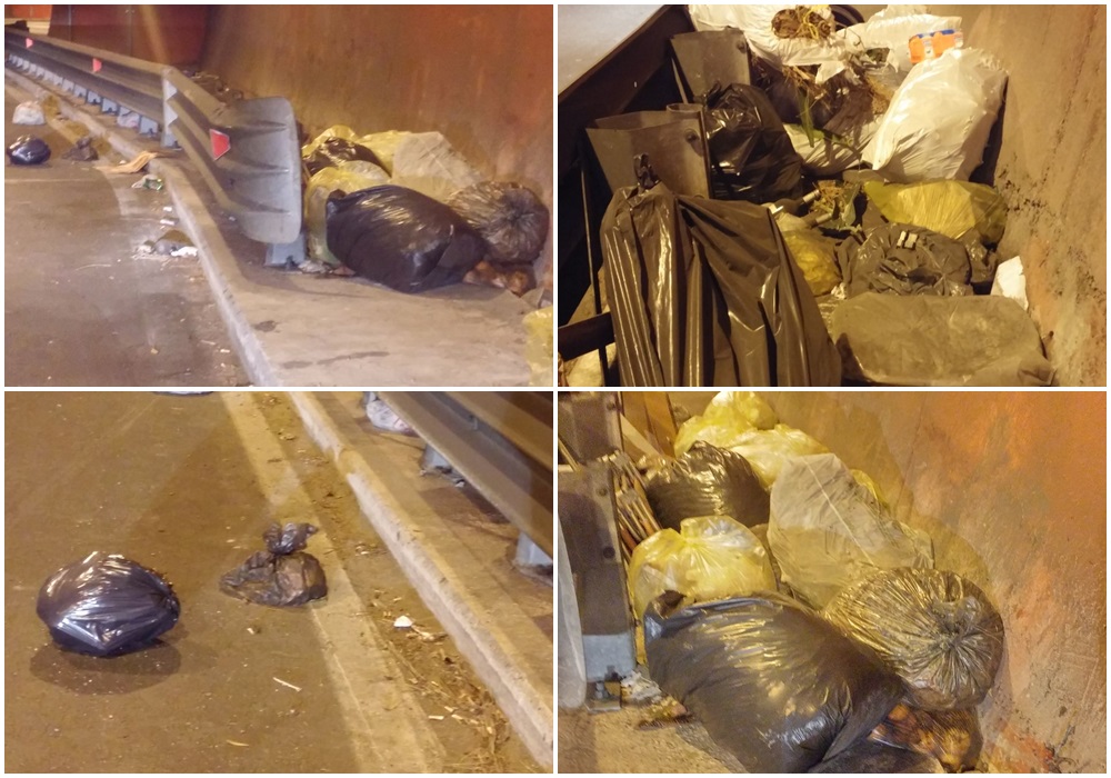 Spazzatura: decine di sacchetti gettati sull’Aurelia Bis, rischio per le auto