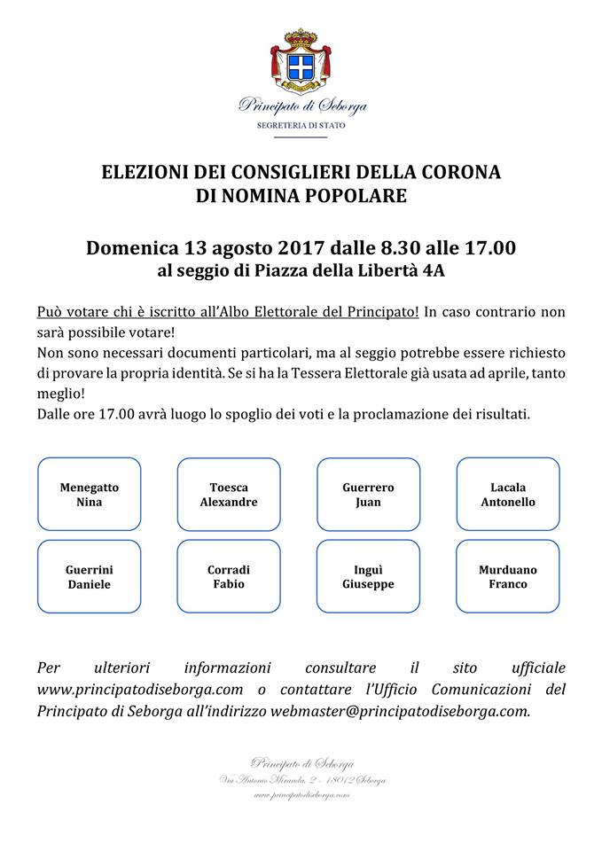 Elezioni consiglieri Corona Seborga