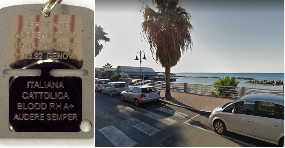 Persa piastrina militare in spiaggia a Ventimiglia