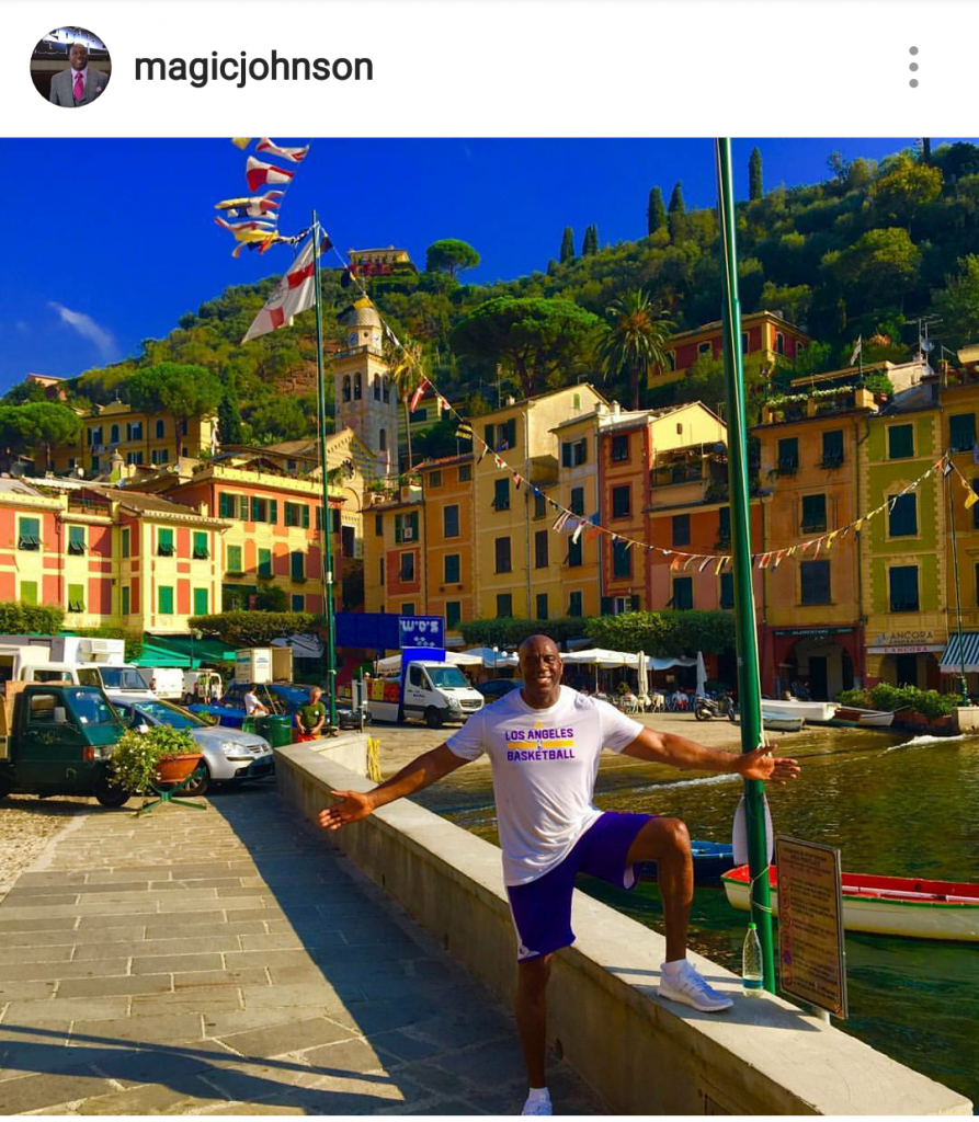 Magic Johnson in Liguria: dopo Gallinari ad Arma un mostro sacro Nba a Portofino e Santa