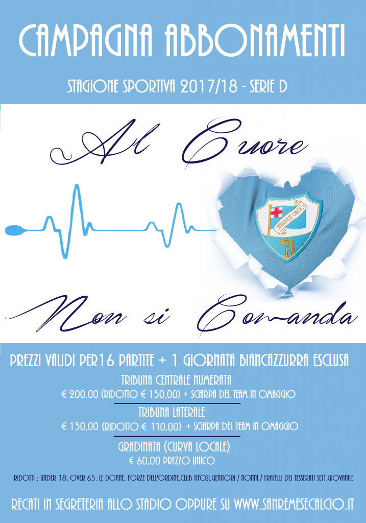 Sanremese Calcio: tempo fino al primo ottobre per abbonarsi