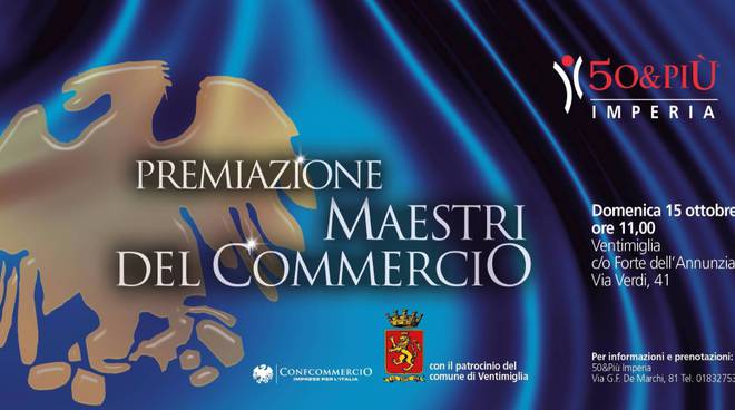 Maestri del commercio premiati a Ventimiglia da 50&Più Confcommercio