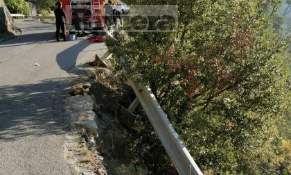 Crollano trenta metri di guard rail sulla provinciale per Apricale