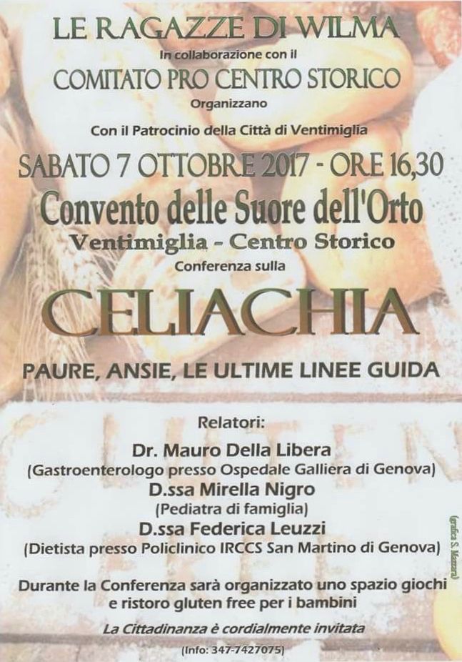 Celiachia, l’incontro oggi pomeriggio a Ventimiglia Alta