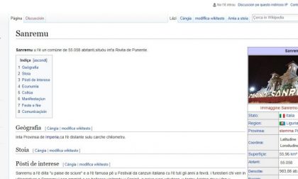 Su Wikipedia la città di Sanremo è descritta in dialetto