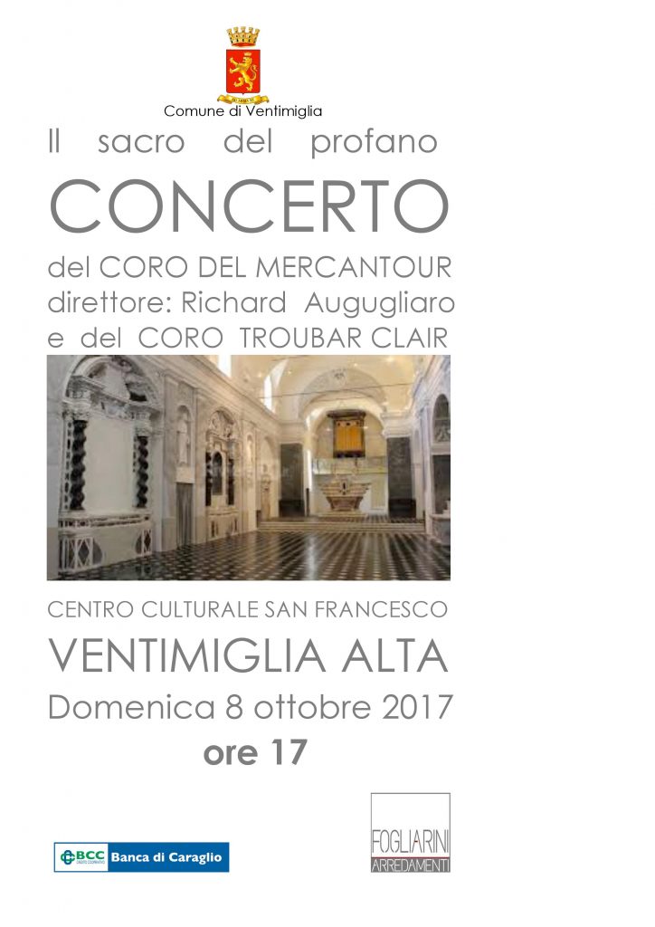 Domenica a Ventimiglia concerto dei Troubar Clair e coro del Mercantour