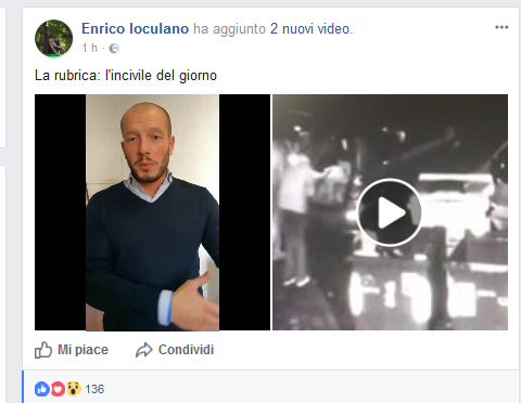 Enrico Ioculano inaugura la nuova rubrica Facebook “L’incivile del giorno”