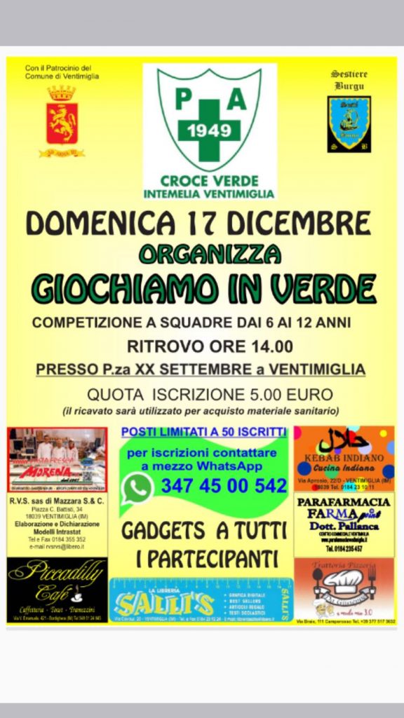 Giochi a squadre per bambini con la Croce Verde Intemelia