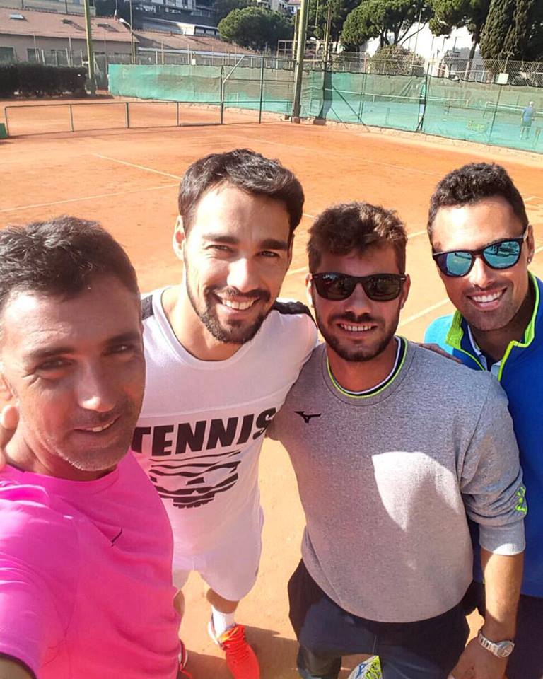Fabio Fognini ieri si è allenato al Tennis Club Sanremo