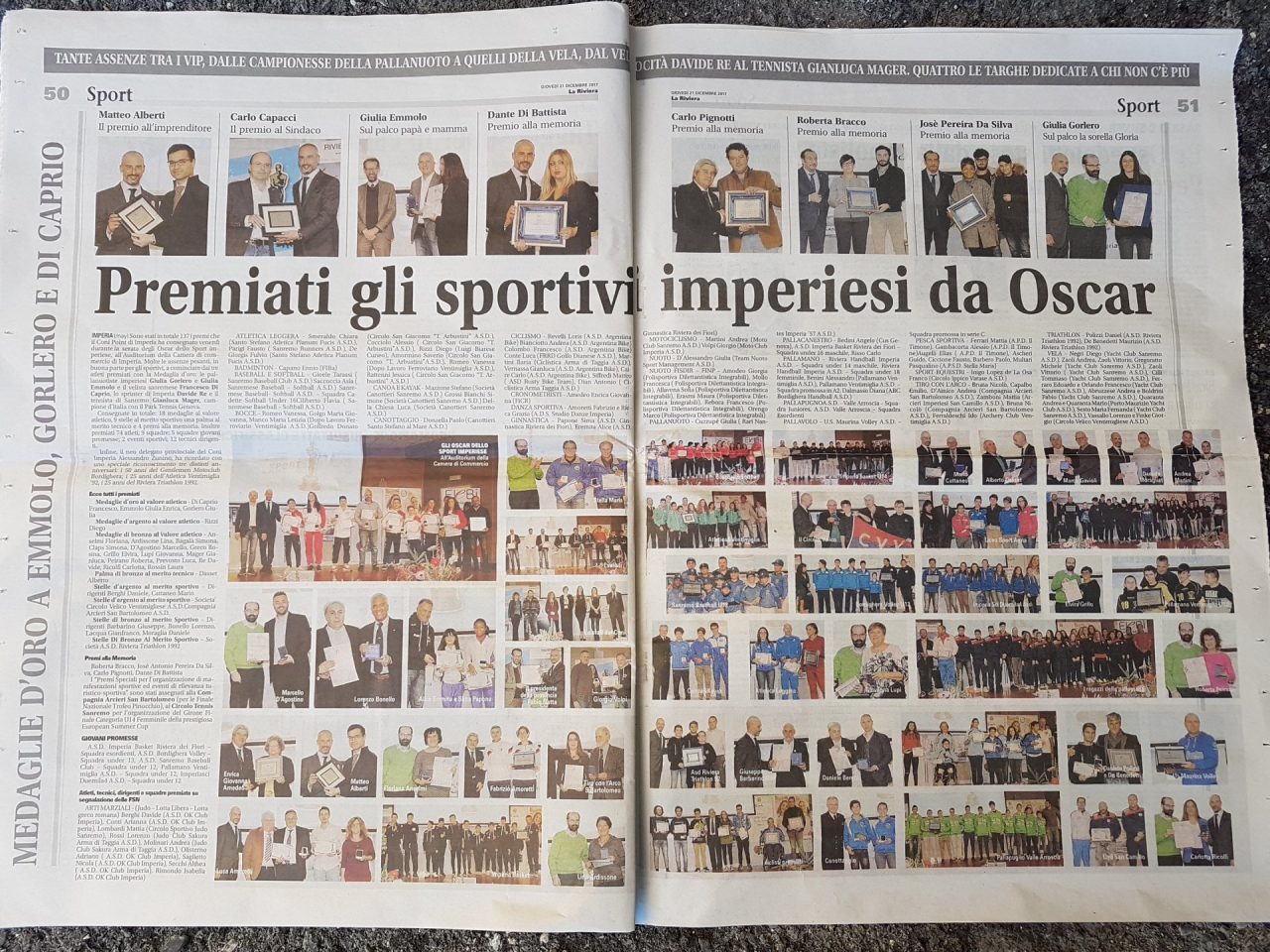 Oscar dello Sport 2017 le foto di tutti i premiati della provincia di Imperia