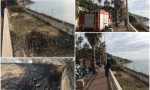 Incendio di sterpaglie sull'Aurelia di levante