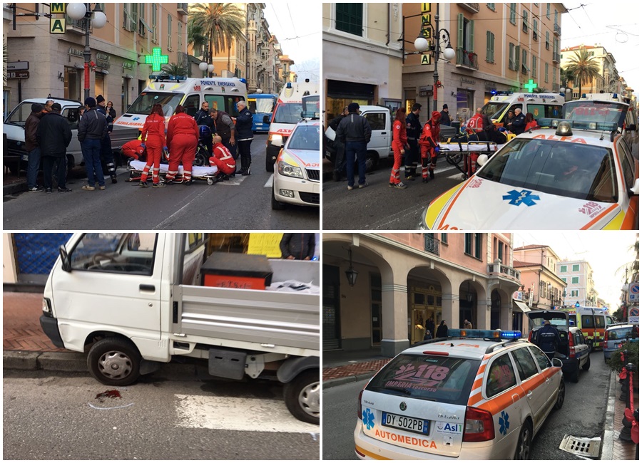 Incidente Bordighera scooter pedone investito collage