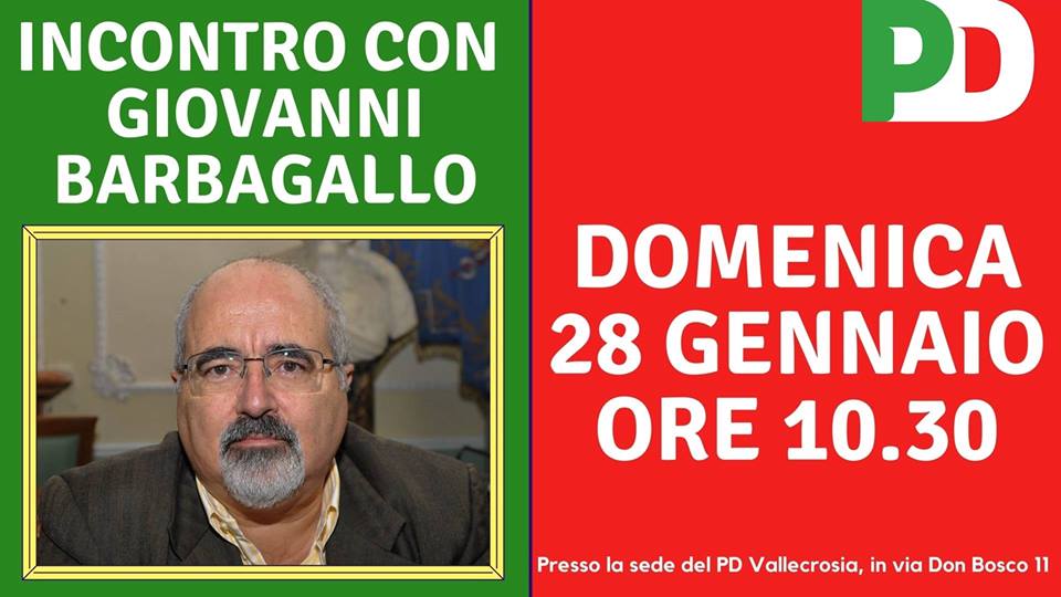 Domenica al Pd di Vallecrosia c’è un incontro con Giovanni Barbagallo