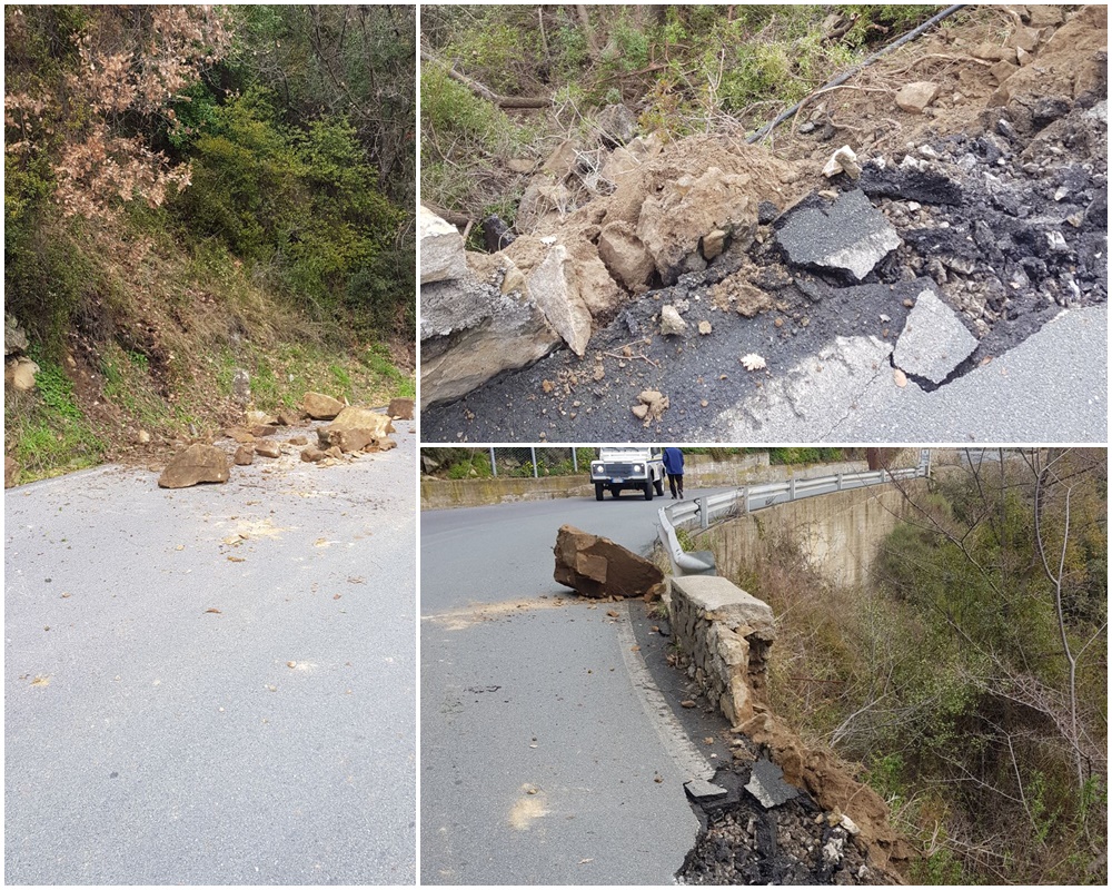 Frana sulla strada provinciale per Ceriana
