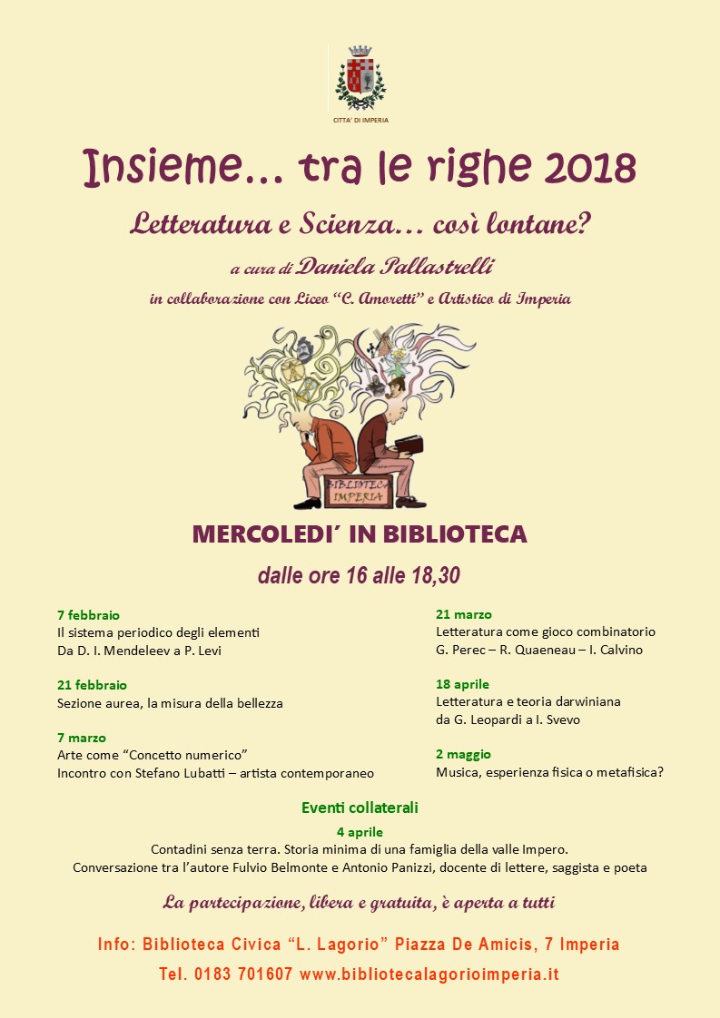 Proseguono gli incontri letterari a Imperia Insieme tra le Righe
