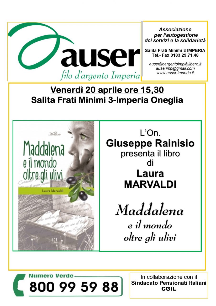Auser filo d’Argento presenta libro di Laura Marvaldi
