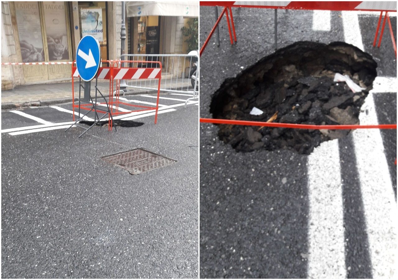 Sanremo come Roma. Mini voragine in Via XX Settembre