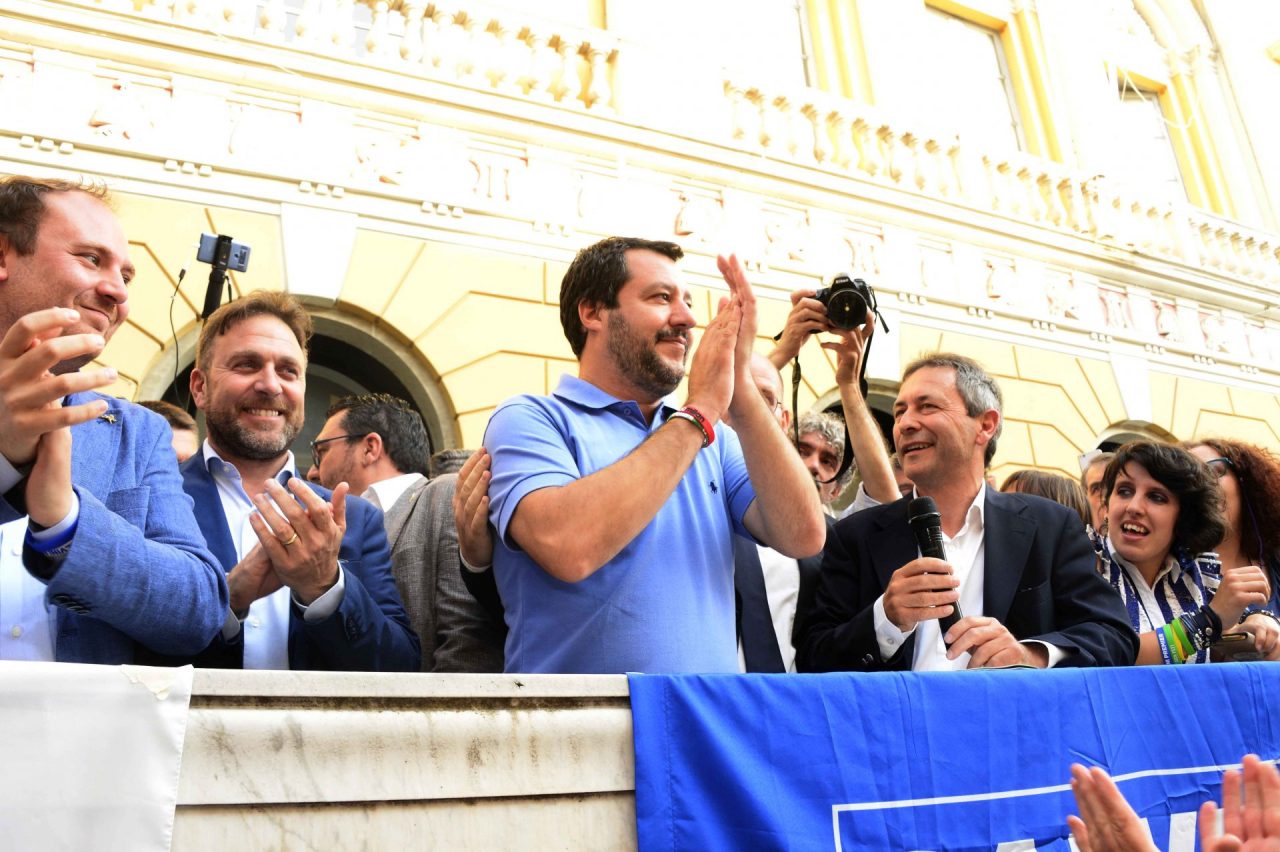 Visita lampo del leader leghista Matteo Salvini a Imperia
