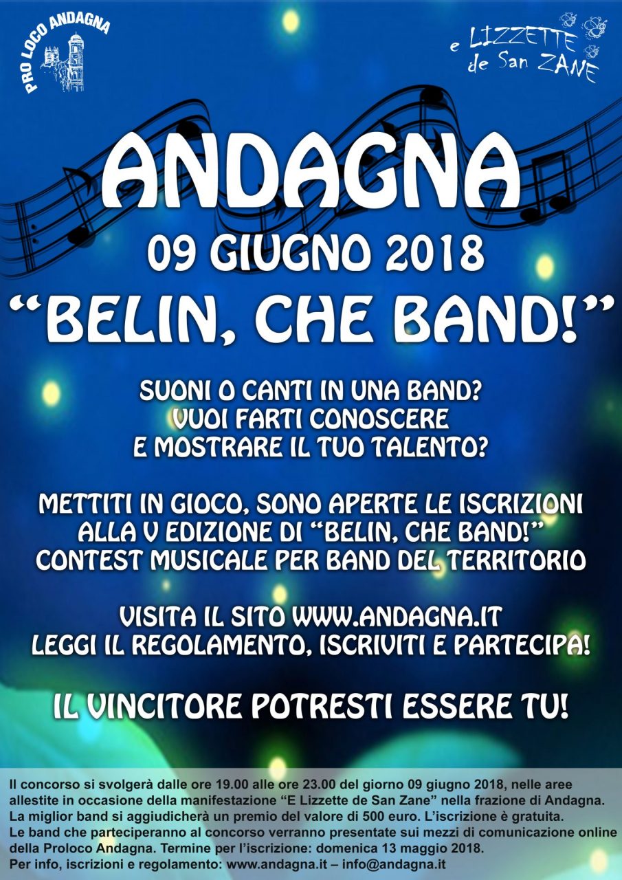 Concorso Belin che Band: via con le iscrizioni